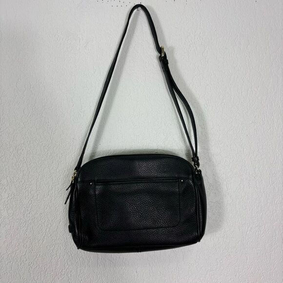 Cole Haan Tali Double Zip Black Leather 3 Section Crossbody/Shoulder Purse - Picture 1 of 12
